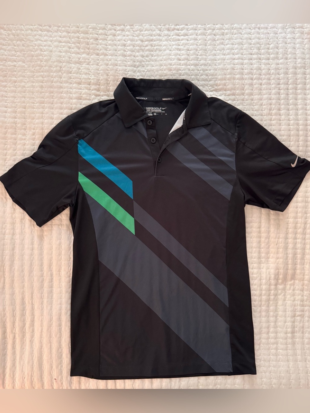 Nike black patterned PGA Championship Golf Tour Performance Dri-FIT polo- Size S